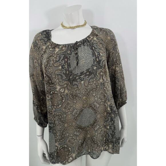 Euc APT.9 Paisley Print Blouse Size 1x - Picture 1 of 5